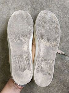 Beige Canvas Lace-Up Sneakers