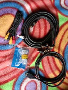 Combo of 2 RCA Audio & Video Cables & HDMI Cable