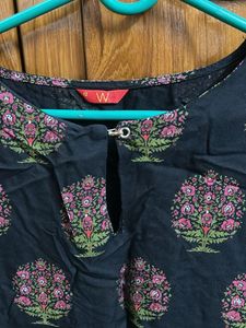 Black Floral Print Kurta