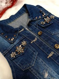 ✨Edgy Embellished Denim Vest✨
