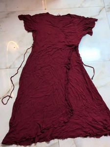 Maroon Wrap Dress by Pantaloons