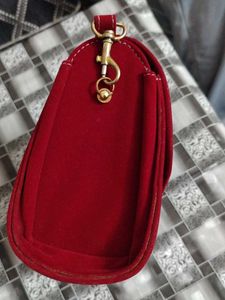 Red Clutch with sling  Unique Clasp