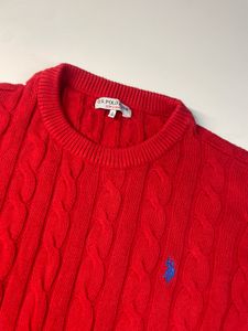 us polo Men's Red Cable Knit Sweater