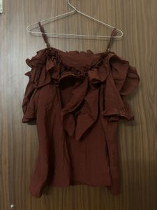 Chic Ruffled Cold-Shoulder Top