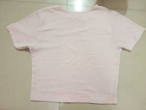 Pink Ribbed T-Shirt