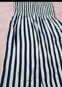 Striped Smocked Jumpsuit with Tie Shoulders