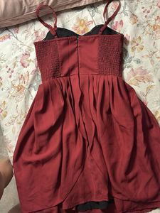 Burgundy Skater Mini Dress