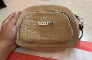 Caprese Beige Croc Textured Crossbody Bag