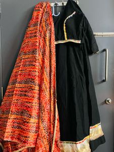 Black Ethnic Skirt with Dupatta and Blouse