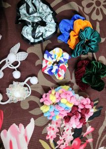 Assorted Scrunchies and Hair Clips Set