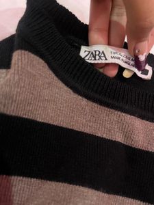 Zara Striped Sleeveless Knit Top