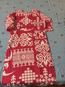Vibrant Red Printed Kurta