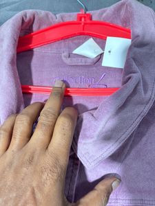 Purple Corduroy Button-Up Jacket