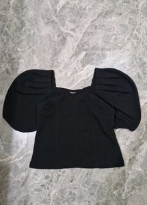 Chic Black Puff Sleeve Top