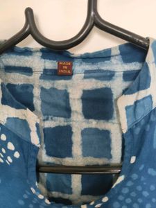 Blue Block Print Cotton Kurta