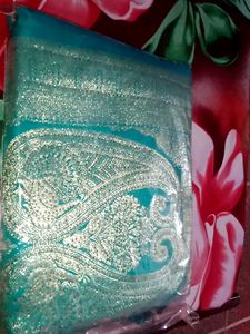 Elegant Turquoise Banarasi Saree