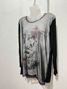 Sheer Graphic Print Long Sleeve Top