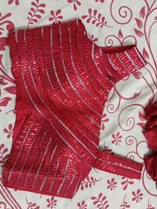 Red Partywear Ready To Wear Saree