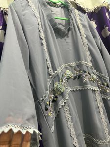 Elegant Grey Kurta Set with Embellishments