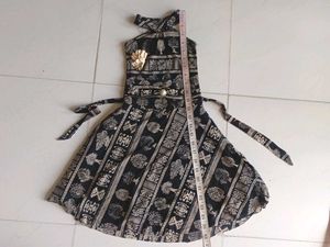 Girls' Black &amp; White Print Halter Dress
