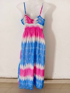 Blue &amp; Pink Tie-Dye Maxi Dress