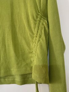 Ribbed Green Long Sleeve Crop Top