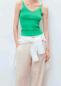 MANGO V-Neck Knitted Styled Back Top