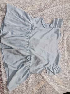Light Blue Peplum Top with Tie