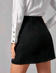 Black Mini Skirt with Slit