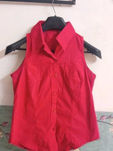 Women's Sleeveless Collared Button-Down Cotton