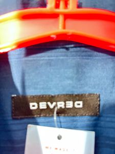 Men's Navy Blue Striped Button-Up Shirt
