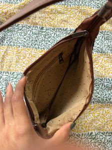 Brown Shoulder Bag with Chain Detail
