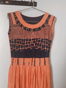 beautiful Orange and Blue one piece with trendy pa