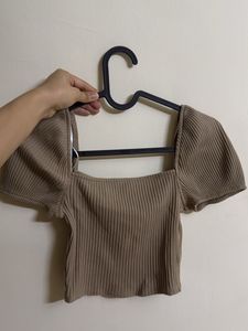 Ribbed Square Neck Crop Top