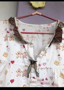 Cute Printed Pajama Top