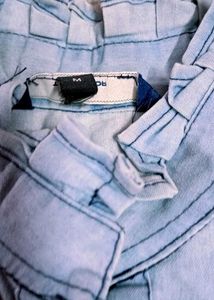 Chic Denim Ruffle Top and jeans