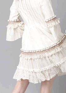 Ishin Off-White and Golden A-line dress