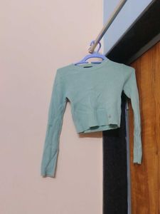 Light Green Ribbed Knit Sweater
