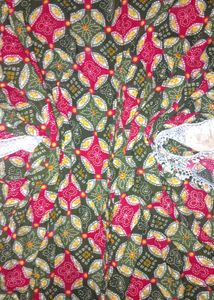 Bohemian Print Kaftan Dress with Lace Trim