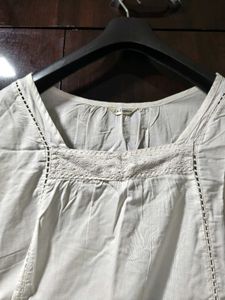 Chic White Cotton kurti Top