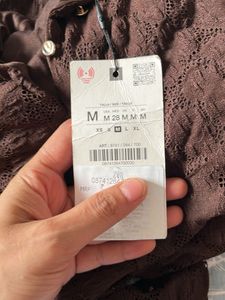 Zara celeb style Chic Brown Draped lace Midi Dress