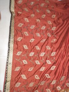 Brown,Gold Saree With Designer Blouse