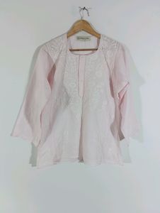 Pink Embroidered Casual Top (Women)