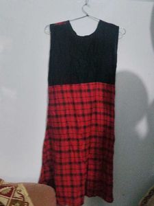 Chic Red Plaid Sleeveless Dress