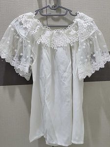 Off-Shoulder Lace Trimmed White Top
