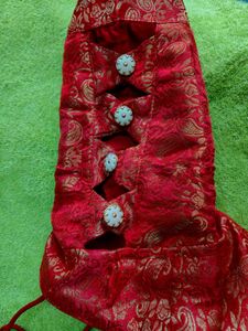 Vibrant Red Brocade Blouse