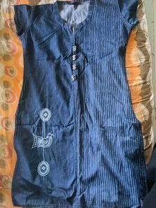 Denim Kurti with Bird Print