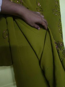 Embellished Olive Green Saree