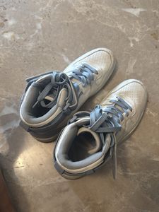 Women’s Zara White Blue High Trainers Sneakers