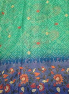 Beautiful Teal &amp; Blue Floral Saree